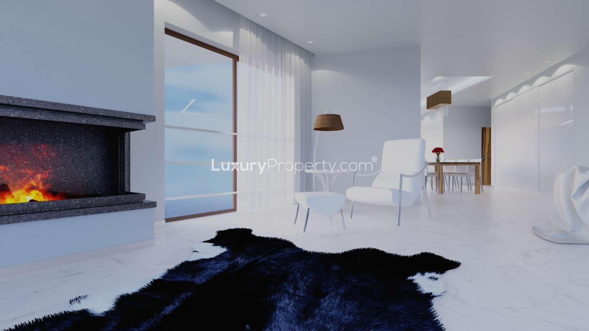 Modern open-plan living area in Luxury Villa Olivia, Agios Tychon, Limassol